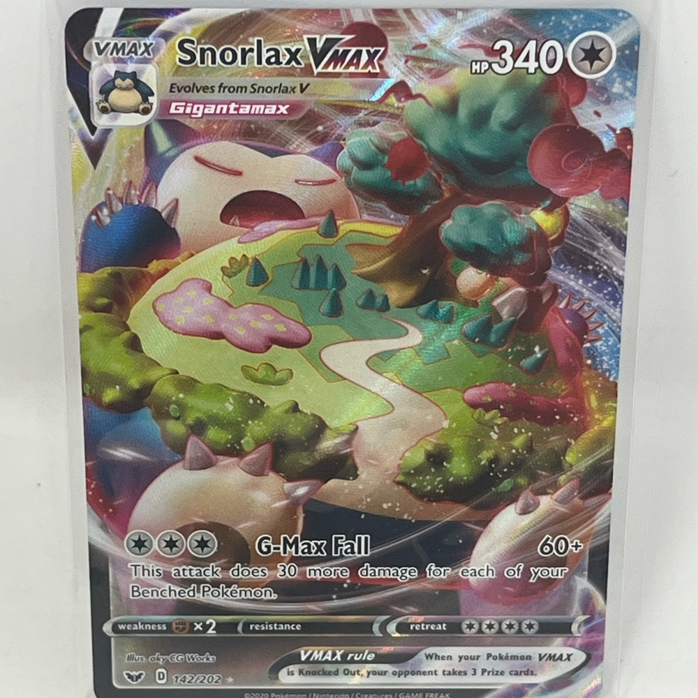 Pokémon TCG Snorlax VMAX Holo Ultra Rare Card Sword & Shield Base Set 142/202